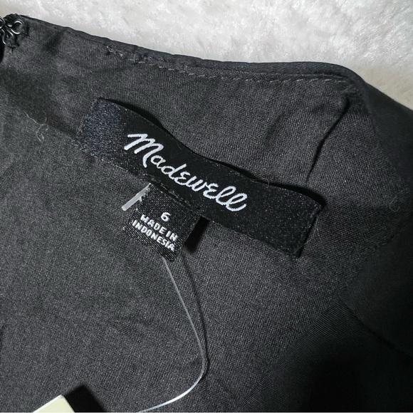 NWT Madewell Black Tie Front Cotton Mini Dress - Picture 10 of 12